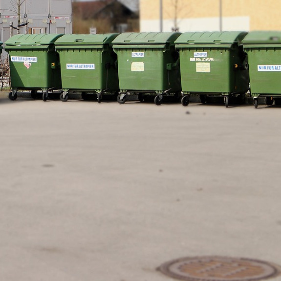 wheelie bins curb suburban house morning